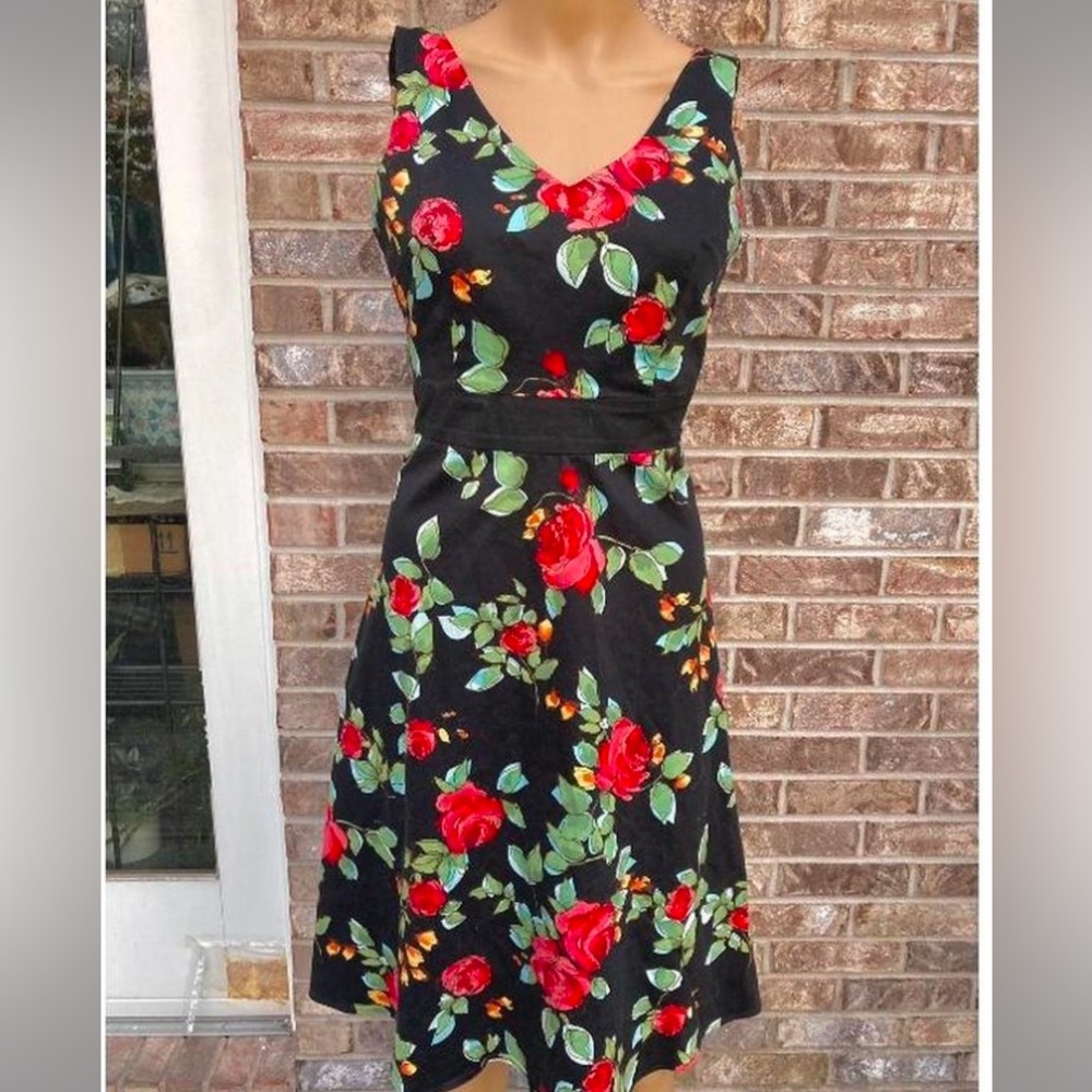 Black Rainbow Vintage Floral Retro Dress - Picture 2 of 7
